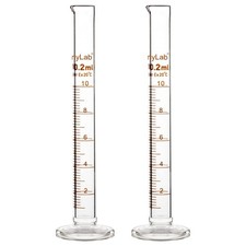 StonyLab 2-Pack 10ml Borosilicate Glass Graduated Cylinder Measuring Cylinder