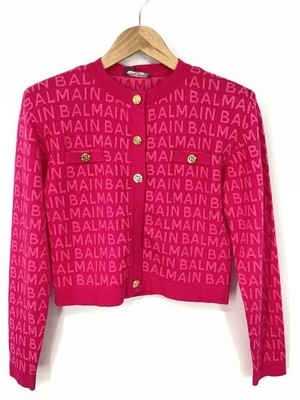 BALMAIN MÄDCHEN STRICKJACKE GOLD LOGO KNÖPFE GRÖSSE 13 JAHRE ROSA UVP £ IB