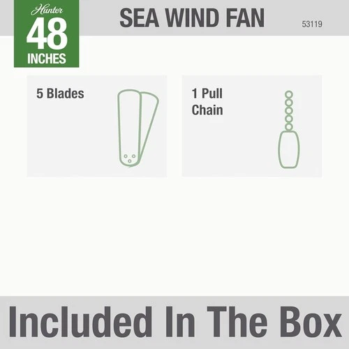 Hunter Fan Company 53118 Hunter 48" Low Profile Ceiling Fan Sea Wind Indoor/Outd - Picture 4 of 12