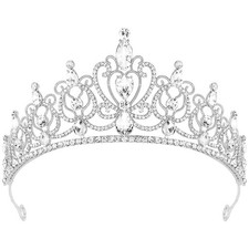 Silver Tiara for Women Girls Rhinestone Princess Queen Crowns Crystal Headban...