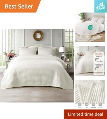 Oversized King Quilt Set 112''x106''   Minimalist Nordic Design, All-Season Luxury