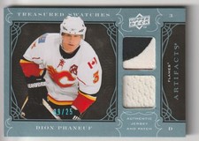2009-10 UPPER DECK ARTIFACTS TREASURED SWATCHES BLUE DION PHANEUF 09/25 CALGARY