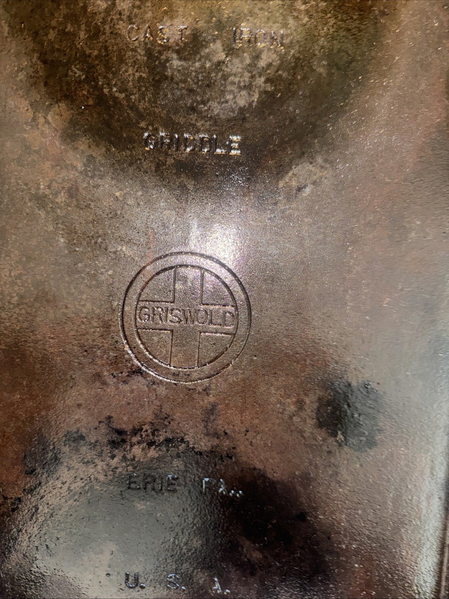 Griswold #8 Vintage 1930s Cast Iron Griddle Block Logo 908 ERIE20