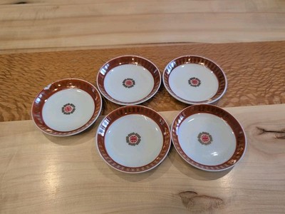 Vintage TATUNG Soy Sauce Dish Dipping Plate Saucer Set of 5 Red Gold