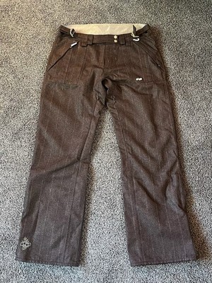 Foursquare Snowboard Pants - Women s Large - Brown Tweed w/ Rainbow Pinstripes