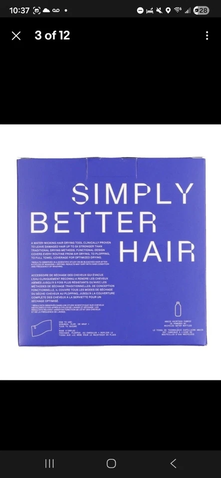 Herramienta de secado de cabello envolvente, absorbente de agua, microfibra reciclada ultraabsorbente... Foto 4 de 4