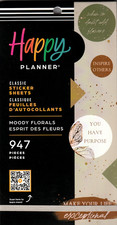 Happy Planner MOODY FLORALS Sticker Book - 30 Pages - 947 Pieces -NEW