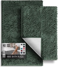 Hearth  Harbor Bathroom Rugs, Chenille Bath 17 x 24  20 x 32, Hunter Green