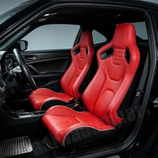 Pair Universal Pvc Leather Reclinable Red Racing Seats Car Seats Wslider Pair Universal Pvc Leather Reclinable Red Racing Seats Car Seats Wslider