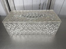 Lucite Acrylic Stsrburst Cut Tissue Box Rectangle VTG MCM Retro Clear
