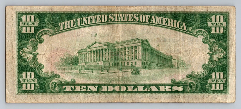 $10 1929 Federal Reserve Bank Chicago Illinois National Currency Note Brown Seal - Image 2 of 2