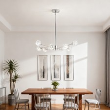 Modern Chrome 28'' K9 Crystal Chandelier Sputnik Pendant 9 Light Ceiling Fixture