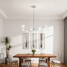 Modern Chrome 28'' K9 Crystal Chandelier Sputnik Pendant 9 Light Ceiling Fixture