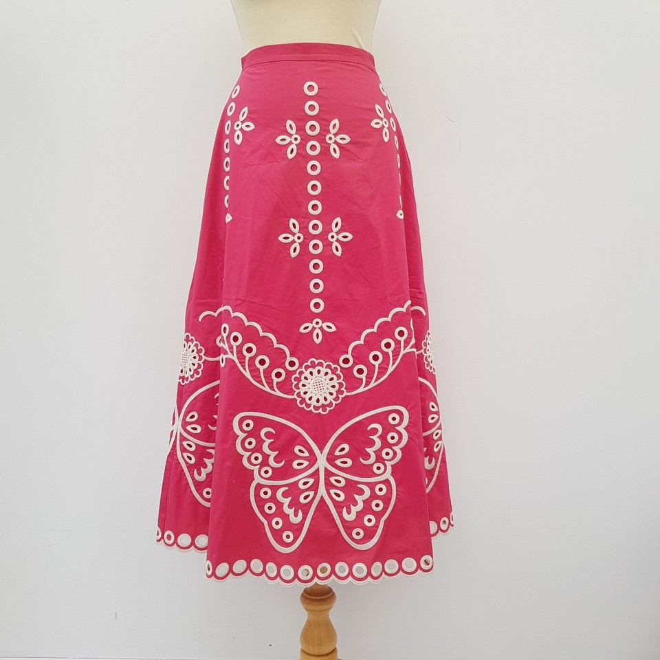 RED VALENTINO Sangallo Red Embroidered Maxi Skirt UK6 | eBay UK
