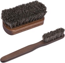 2 PCS Leather Brush Car Detailing, Horse Hair Brush, Car Cleaning Supplies