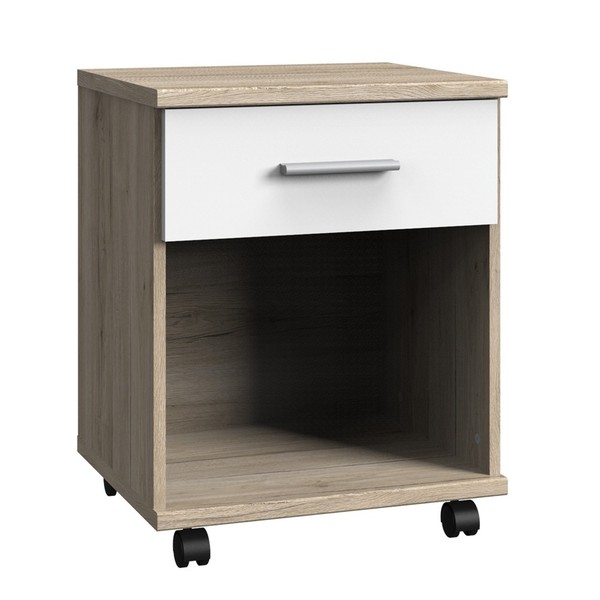 Rollcontainer Jugendzimmer Schreibtisch Arbeitsplatz BüRo Weiß Eiche Nb. Braun-image
