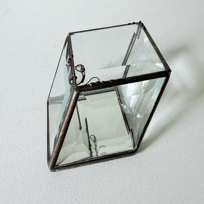 Vintage Glass Reunions signed beveled glass jewelry/trinket box, dated 1993.