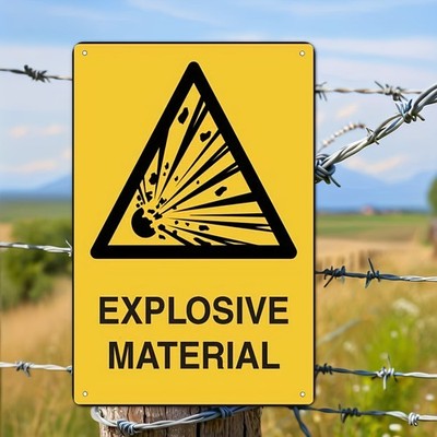 Explosive Materials Metal Plaque Creative Courtyard Sign Warning Decor 8x12''