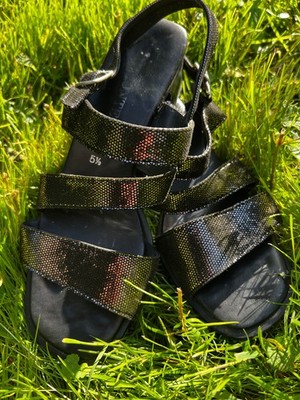 Remonte Glamour Sandalen Echtleder schwarz & Glitzer Gr. 38 1/2