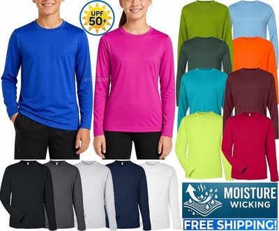 Youth Long Sleeve Fishing T-Shirt UPF 50+ Moisture Wicking Kids Boys Girls XS-XL