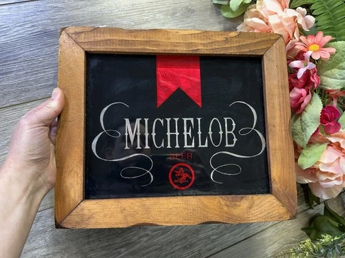 Vintage Michelob Beer Signs Lot Of 2 Framed Mirror Sign Bar/Man Cave Decor