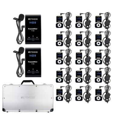 Retekess T130 Tour Guide System 2 Transmitters 15 Receivers With Charge Case