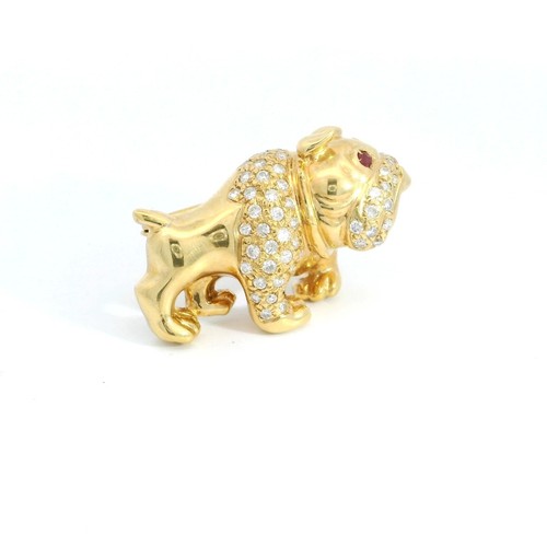 18K Gold & Diamond Bull Dog Pin/ Brooch Showroom Model - Picture 3 of 8