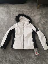 Woman's Jacket Nevica Meribel  Jkt Ld31  /white-black  Size Uk 14/