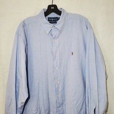 RALPH LAUREN Mens Button Down Long Sleeve Oxford Shirt Blue Sz 17-34 Yarmouth