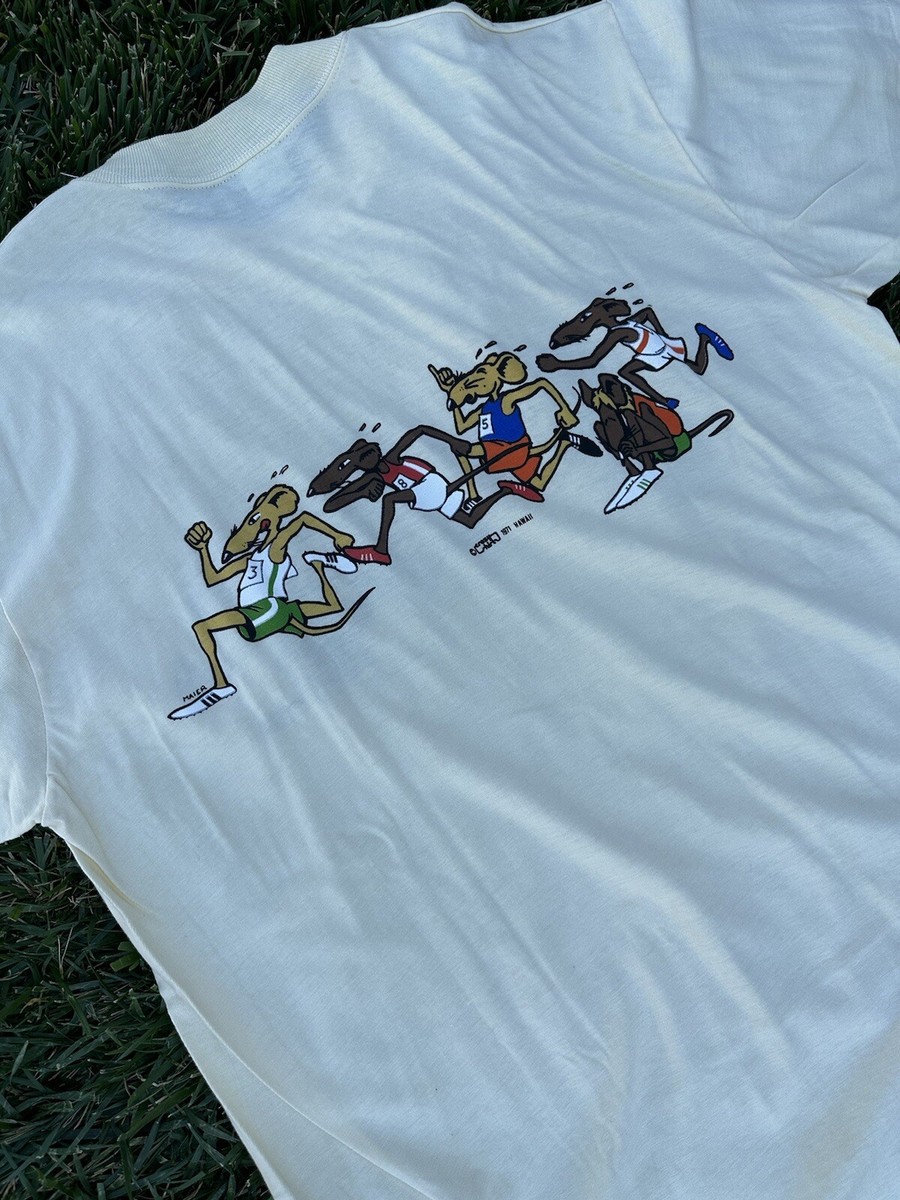 Vintage Rare 70s 1971 Crazy Shirt Hawaii Rat Race Yellow T-Shirt