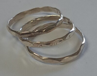 Estate Jewelry Three Small Rings .925 Sterling Silver Size 2.25