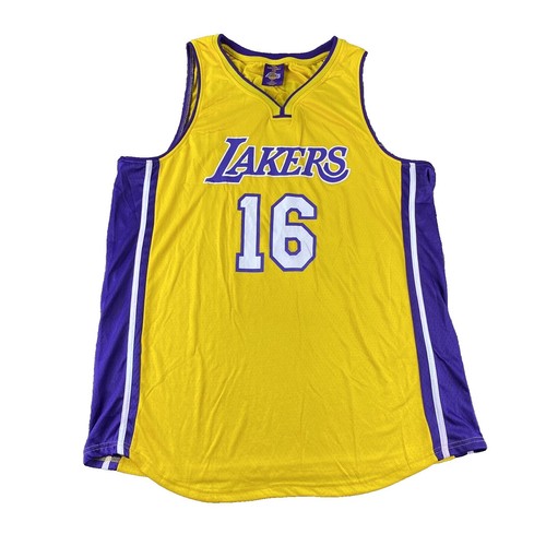Adidas Men's Purple Lakers Jersey Number 16 Pau Gasol NBA Size 56