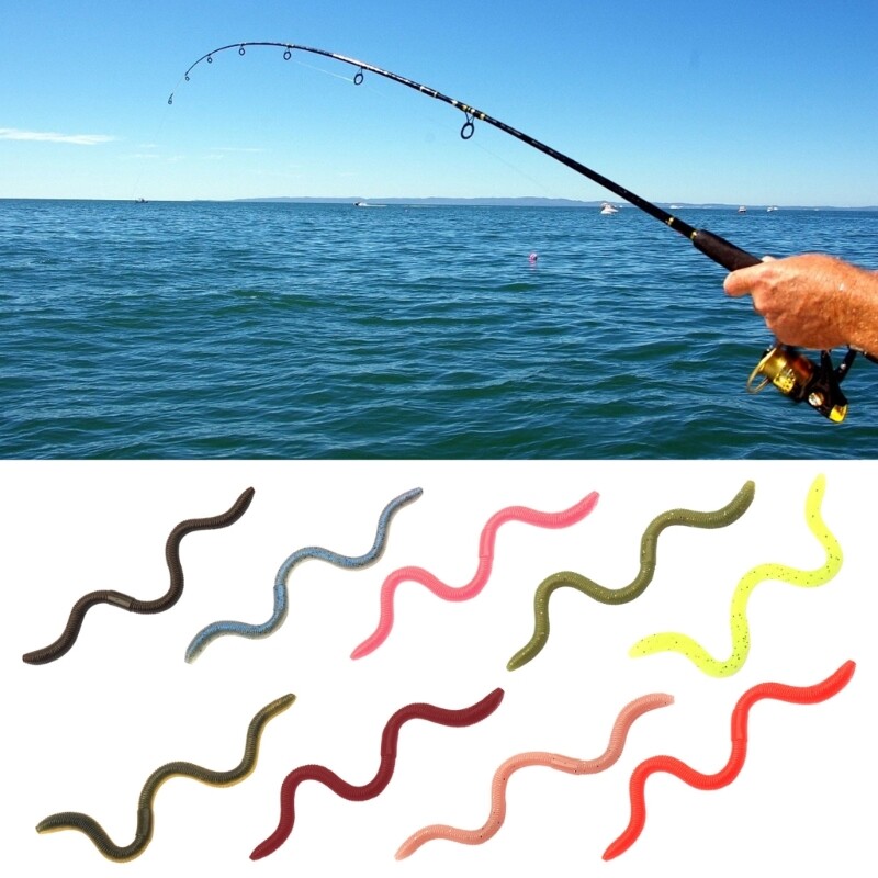 10Pcs Silicone Fishing Lures Fishing Grub Baits Bass Trout Fishing
