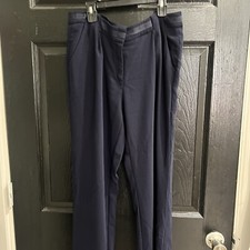 Lands End Women's Dress Pants Size 8 Navy Pleated Lined Trouser Wool/poly Blend