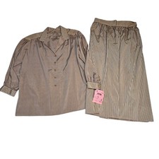 Old Stock Vintage 1982 Matching Akirt And Top Brown And Tan Stripes