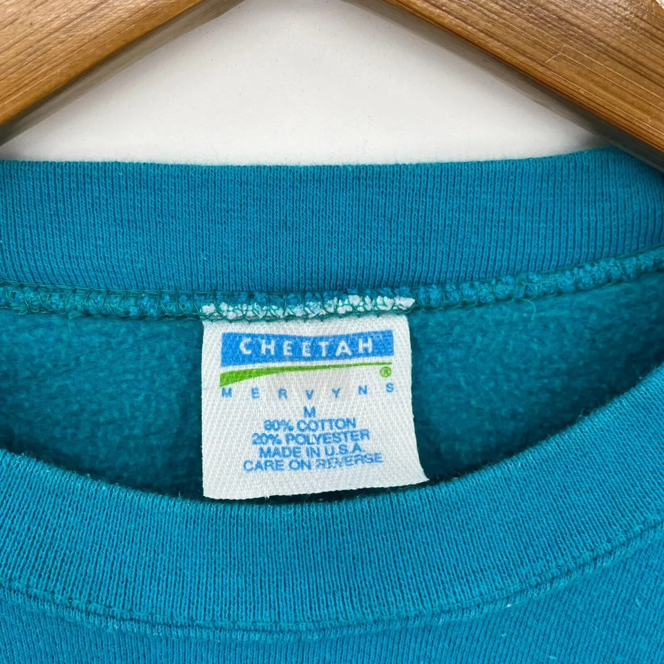 Sudadera Cheetah Adulto Talla M Azul Sólido Blanco Cuello Redondo De Colección Hecha en EE. UU. Foto 4 de 4