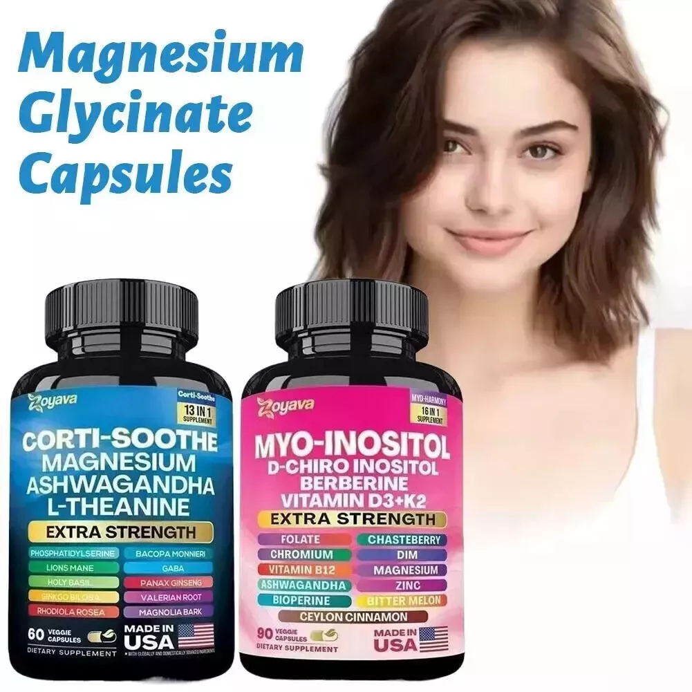Cortisol and Myo-Inositol All-in-One Supplement Magnesium Ashwagandha L-Theanine