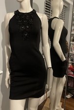 Jane Norma Halter Nexk Detailed Sequins Black Wiggle Dress Size 8
