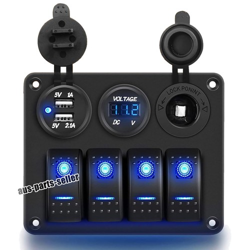 4 Gang Car Marine Boat Caravan LED Switch Panel Breaker Professional Rocker Switch Control Panel Waterproof Circuit