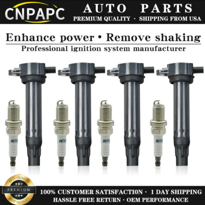 CNPAPC 4 Ignition Coil + 4 Iridium Spark Plug for Chrysler Dodge Jeep 2.0L 2.4L