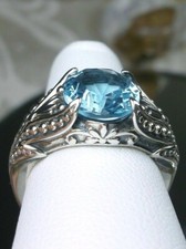 Aquamarine Ring, 4ct Gem, Sterling Silver Claw Filigree Custom-Made  D85