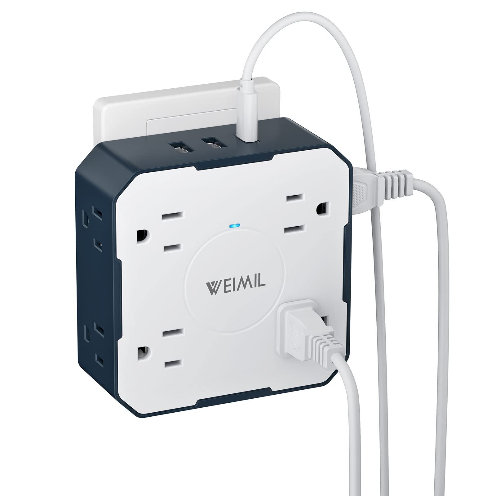 Multi Plug Outlet Extender 8 Outlet Splitter Surge Protector with 3 USB Ports...
