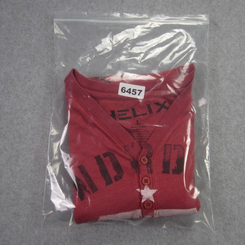 Helix Shirt Mens L Wash Red Henley Rock Shield Skull Standard US Grunge - Picture 14 of 14
