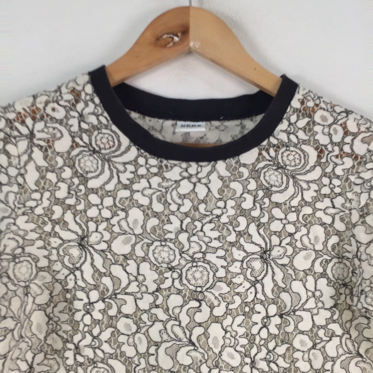 Vero moda womens blouse top size M aus 10 sheer white floral lace 067621