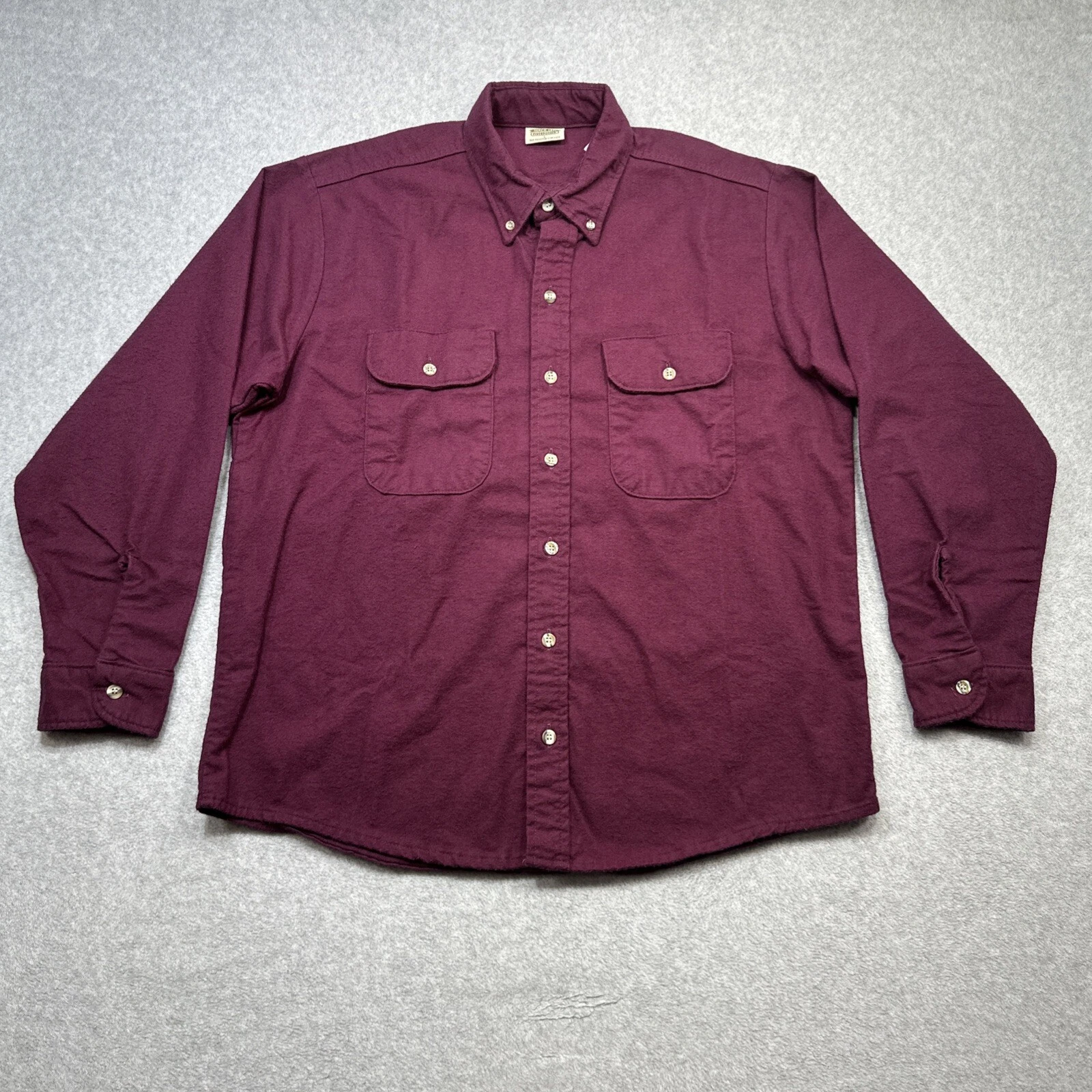 Five Brother Flannel Shirt Men Large Maroon Outdoor Workwear Rugged USA Made