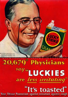 Physician Cigarette Smoking Ad 1930 Vintage Tobacco Canvas Print 20x29