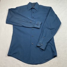 Arrow Mens Dress Shirt sz S sz 14.5 Blue Wrinkle Free Button Up Lightweight