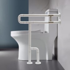 White Toilet Grab Bars Safety Handrails For Elderly Bathroom Hand Grips 551lbs