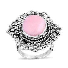 Beautiful 10.00ctw Bali Legacy Peruvian Pink Opal Ring Sterling Silver Size 6