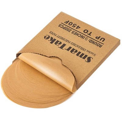 200 PCS Unbleached Parchment Paper Baking Sheets Round 9 Inches Non-Stick